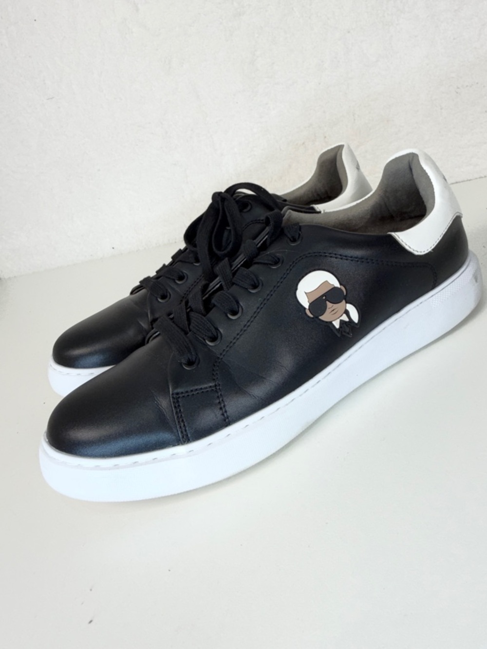 Karl Lagerfeld Picard Sneakers Black Leather Karl Head Size 11.5 designer shoes